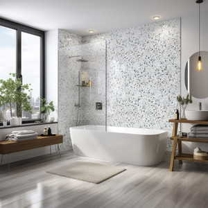 Terrazzo Blue Matt PVC Shower Panel (10mm) Room Set Terrazzo Blue Matt PVC Shower Panel (10mm) Room Set