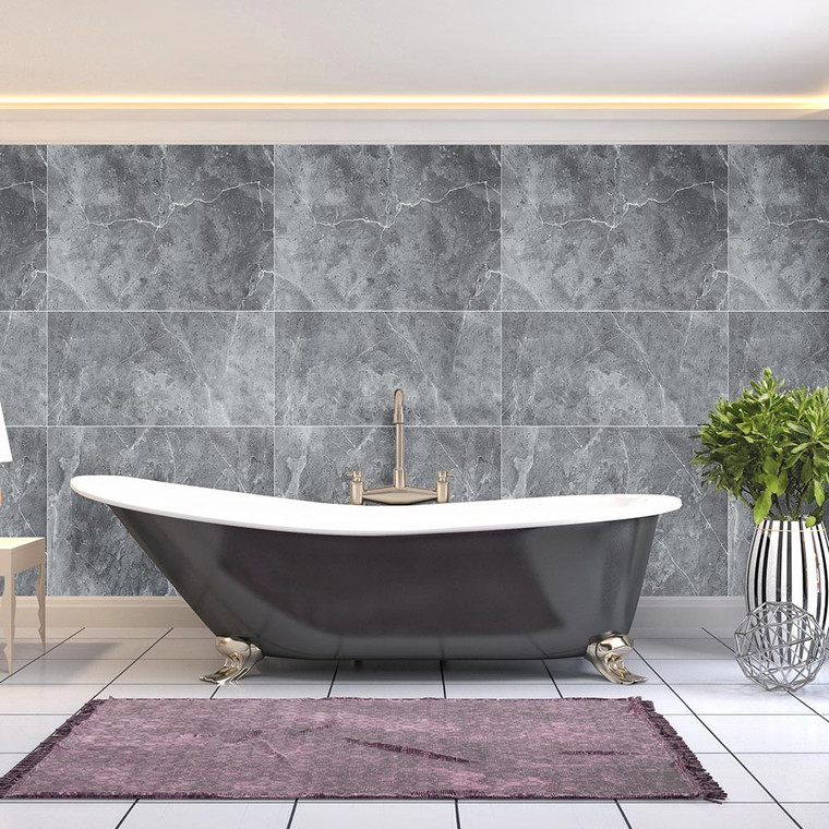 Honeycomb Large Grey Tile PVC Shower Panel (10mm) Room Set
