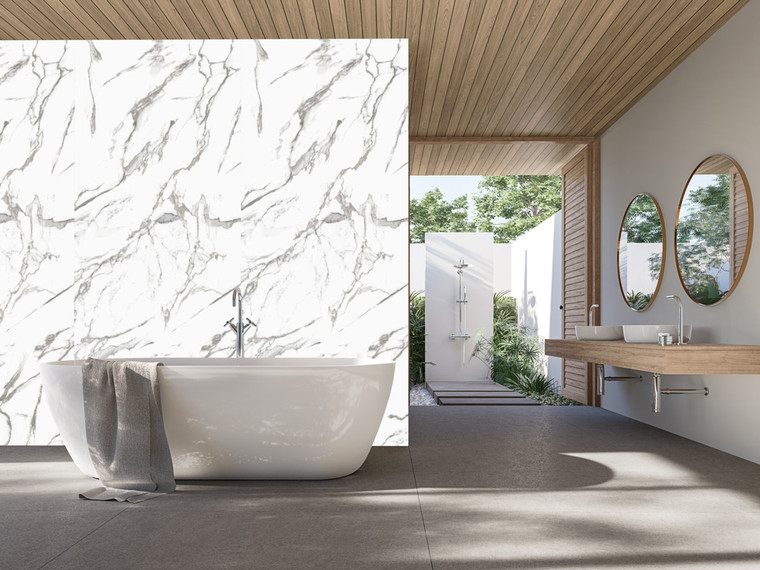 Carrera Marble White (Grey Vein) Matt PVC Wall Panel (8mm) Price Comparisons | Compare The Build