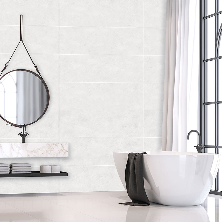 Eppleton Light Grey Matt Tile Effect PVC Shower Wall Panel (10mm) Room Set
