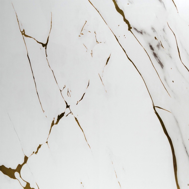 Gold White Marble Gloss PVC Shower Wall Panel 10mm Close Up Section