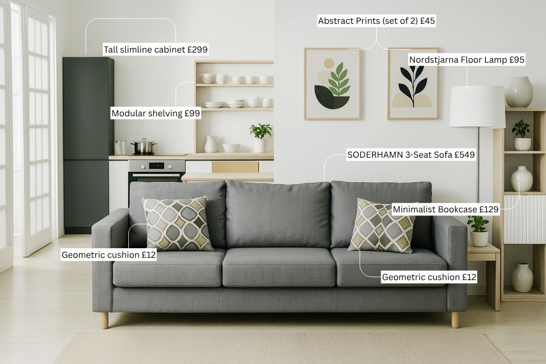Fast decorating example showing coordinated furniture sets and immediate completion