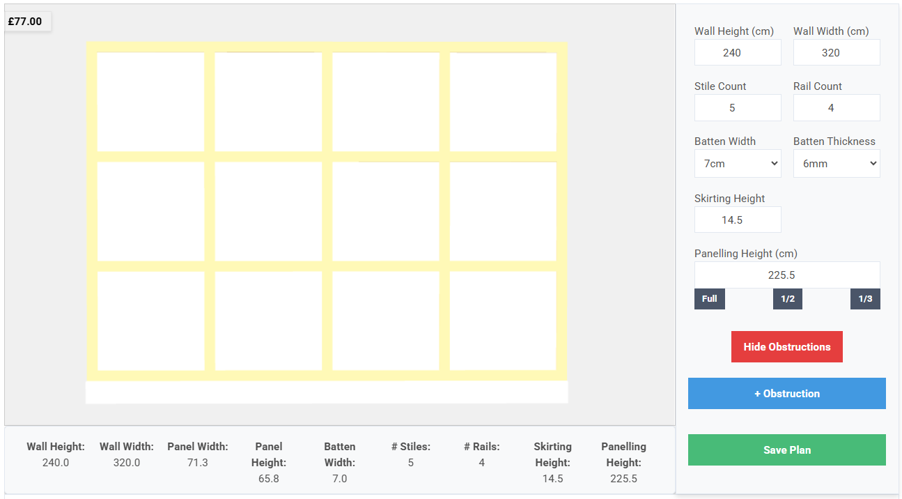 Square Shaker Wall Panelling Calculator