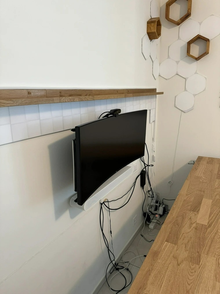 Panel installation in progress with wooden frame elements
