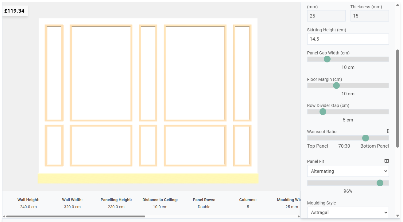Wainscoting Calculator