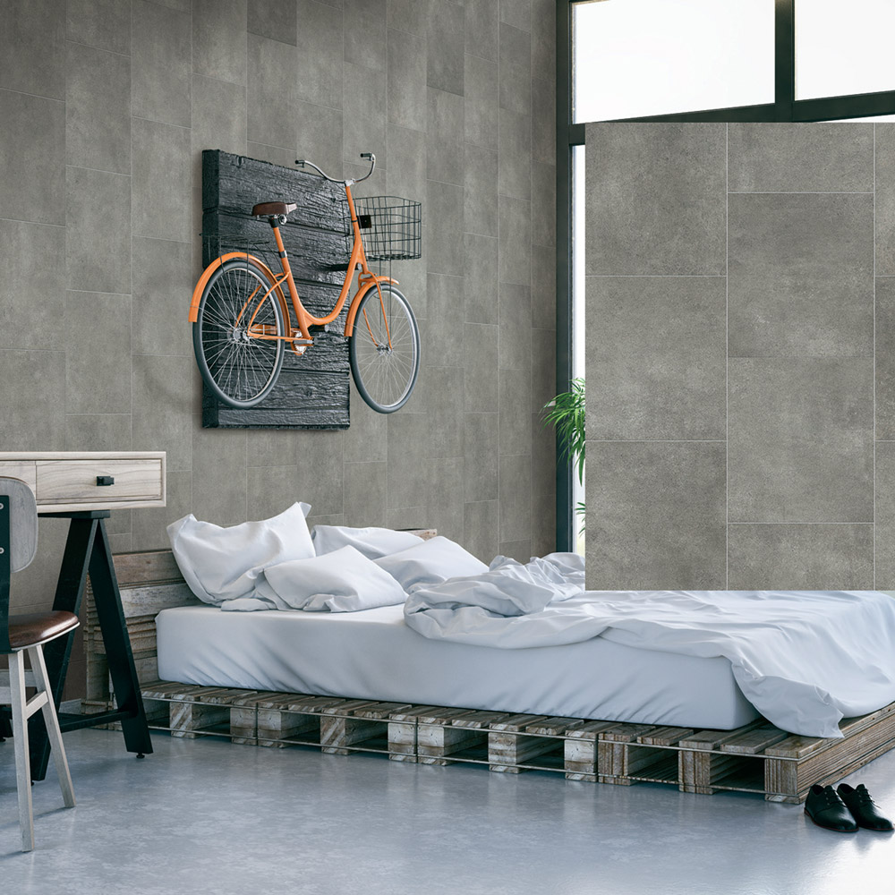 Klassic Dark Grey Matt Tile Effect PVC Wall Panel (8mm)