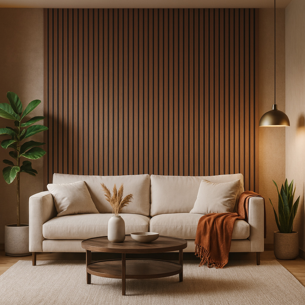 Acoustic Slat Wall Panel Natural Walnut