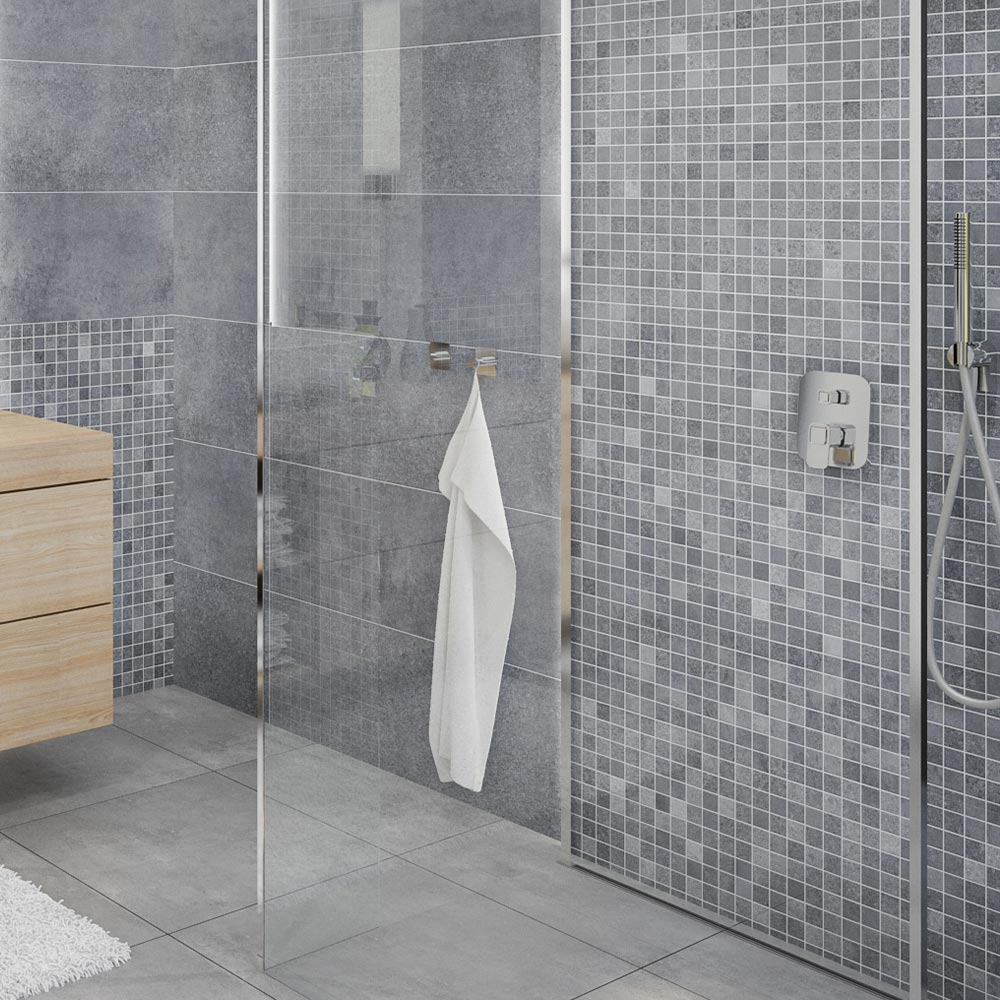 Mosaic Blue Matt Tile Effect PVC Shower Panel (10mm)