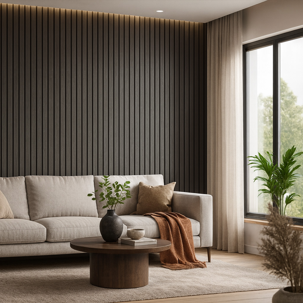 Acoustic Slat Wall Panel Charcoal Black
