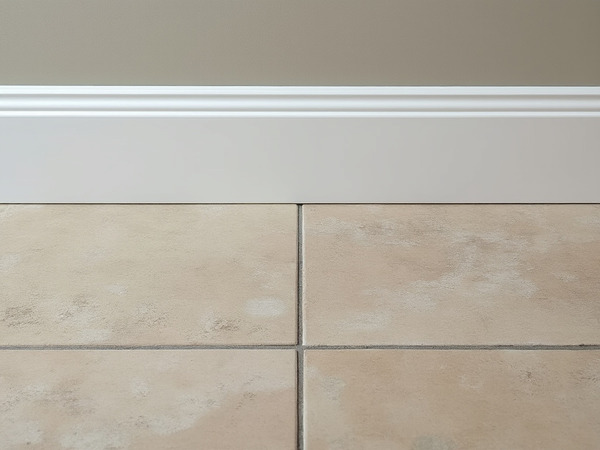 Skirting board fitted on tiled floor