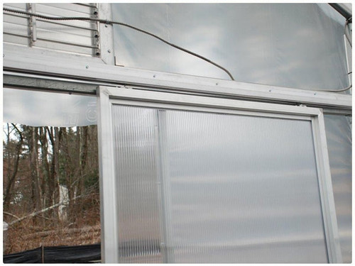 Single sliding greenhouse door - polycarbonate panel