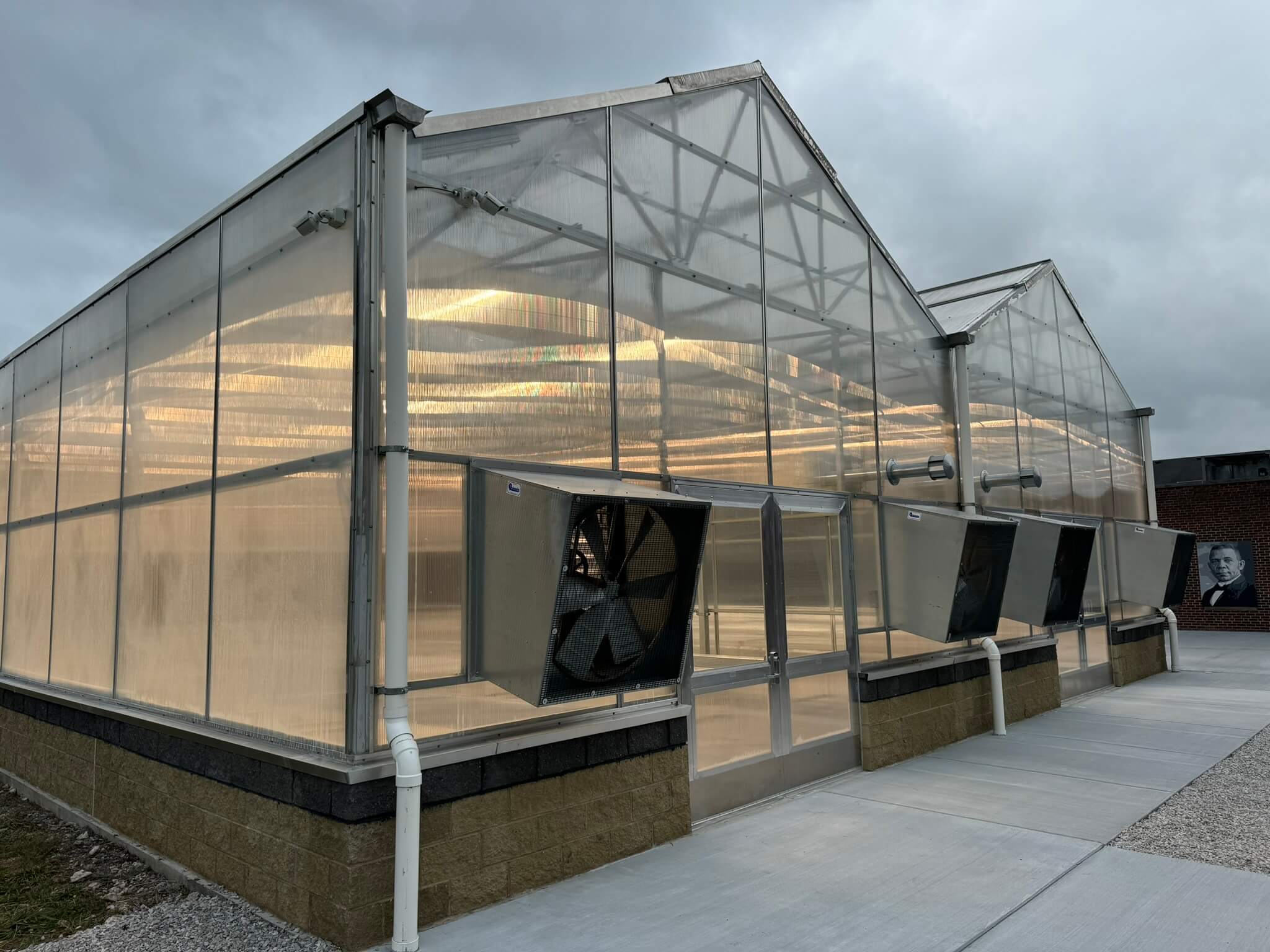 Research university greenhouse, land grant college greenhouse