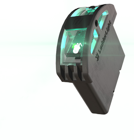 Strobing green beacon LEDs