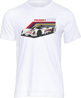 Technically advanced, the Peugeot 905, with its carbon fibre chassis and light alloy naturally aspirated V10 engine, was developed during 1990 by Peugeot Talbot Sport with the intention of competing in the 1991 World Sportscar Championship under its new regulations. 

Initially, the car suffered from a lack of outright pace against the top performing Jaguar XJR-14 Group C car and it had reliability issues that cost it any chance of winning the 1991 title. However, during 1991 the car was revamped in the aerodynamic and engine department to create the 905B and in 1992, it was a revelation, winning every race but one over the season, including the Le Mans 24 hour race.  And then in the 1993, 905B swept the board at Le Mans, locking out the podium positions.  This t-shirt from the 'Group C Icons' collection, is our tribute to Peugeot's contribution to a fantastic era in four-wheeled motorsport and to a car that marked some of the highest levels of technical innovation in World Sportscar racing.