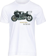 The air-cooled twin-rotor Norton RCW588, produced for the 1989-91 race seasons, is a true motorcycle icon with its eye-catching JPS gold, silver and black livery and the hellish exhaust note it produced, that would reverberate between the hedges and walls of famous road racing courses like the Isle of Man TT mountain course.