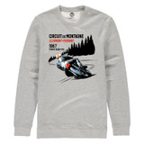 This sweatshirt captures Mike Hailwood in action at the 1967 French GP, riding the revolutionary RC166, 250cc "Honda Six" and is our tribute to one of the true greats of motorcycle sport.
