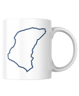 Isle of Man TT themed mug with "I'd Rather be Between Bray and Govenors" on the front and the famous Isle of Man TT Course outline on the back.