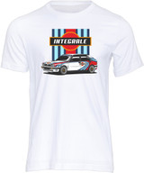 The Lancia Delta Integrale, the world's most successful rally car that won six world titles in six years.  This t-shirt is our tribute to one of the great 'Group A' rally legends.
