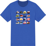 Celebrate some of the great F1 drivers of the last 35+ years, with our F1 helmets kids T-shirt.