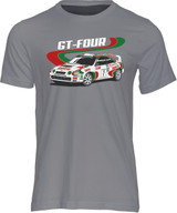 With this stylish t-shirt, you can celebrate one of the great homologation specials of the 1990s "Group A" rally era, the Toyota Celica GT-Four (ST185).