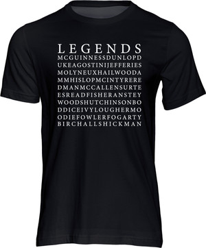This T-shirt celebrates a selectiong of the greatest riders in the history of road racing at the Isle of Man TT