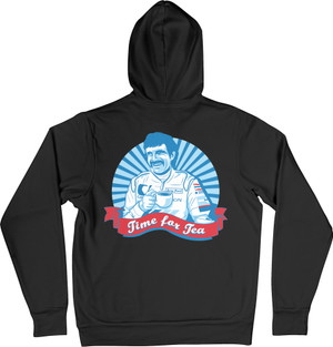 This hoodie is our tribute to that classic moment in rally history and a great British rally icon and his love of tea!