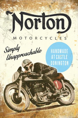 The simply unapproachable Norton Manx, ridden by the one and only Geoff Duke. Classic vintage style, with a modern metal twist!