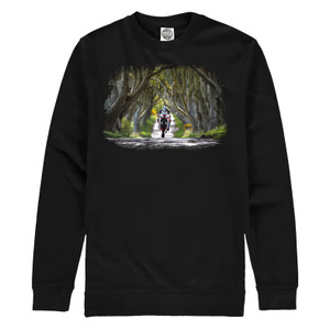 This iconic image of Michael Dunlop on a 'wee morning run' on the Dark Hedges road in County Antrim epitomises the appeal of road racing in Ireland.