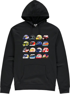 Celebrate some of the great F1 drivers of the last 35+ years, with our F1 helmets hoodie.