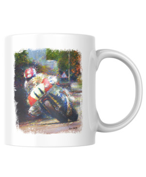This stunning art print by Peter Hearsey captures road racing legend Steve "Hizzy" Hislop on the revolutionary works Honda RVF750 during the 1991 Isle of Man TT Senior Race.
