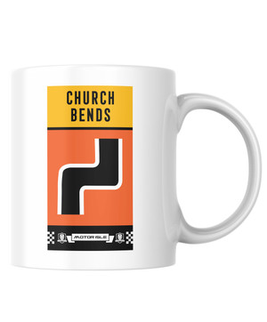 show off your favourite section or corner of the S100 course with this quality printed mug, illustrating the "Church Bends" corner.