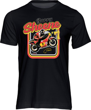 Barry Sheene MBE was probably the most famous two-wheeled star to have ever come out of Britain.  Celebrate a great British Bike GP Hero with this stylish t-shirt from Powersport Legends!