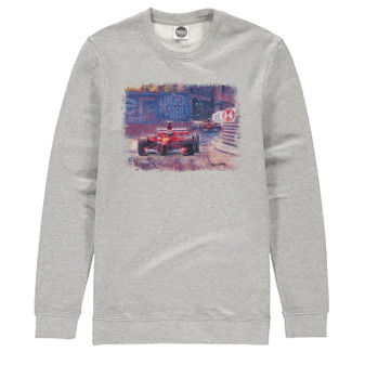 Stunning art print by Peter Hearsey, showing Michael Schumacher heading home to claim the top spot on the podium at the 1999 Monaco GP. Ferrari celebrated a one-two finish as Irvine claimed second place.