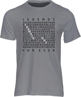 This t-shirt celebrates the world champions of Formula One, from Giuseppe Farina in 1950 to Lando Norris in 2025.