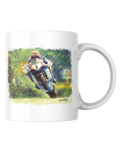 The supreme skill of the late David Jefferies was captured on canvas by renowned motorsport artist Peter Hearsey and was due to be launched at TT2003 by DJ himself.