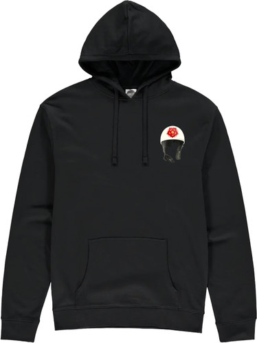 Multiple World Champion Geoff Duke in action on the course where he made his name and which he loved best, pictured on this high quality hoodie from Powersport Legends.