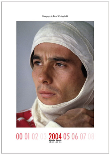 The calendar starts at the 10th Anniversary of Senna's death and instead of weekdays there are all his victories and poles at the appropriate days inscribed.