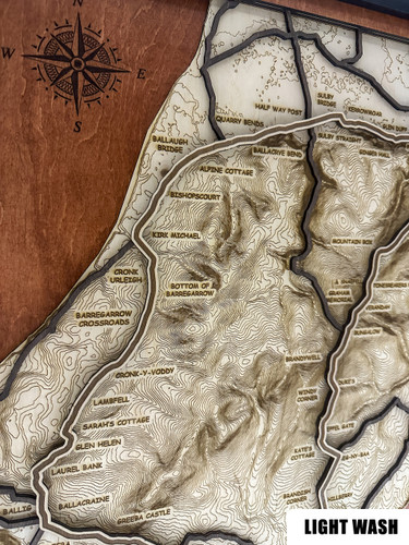 This is an intricate, 4-layer bespoke made map of the famous Isle of Man TT, Snaefell Mountain Course.