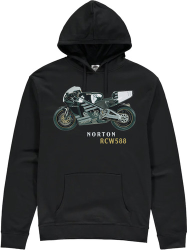 The air-cooled twin-rotor Norton RCW588, produced for the 1989-91 race seasons, is a true motorcycle icon with its eye-catching JPS gold, silver and black livery and the hellish exhaust note it produced, that would reverberate between the hedges and walls of famous road racing courses like the Isle of Man TT mountain course.