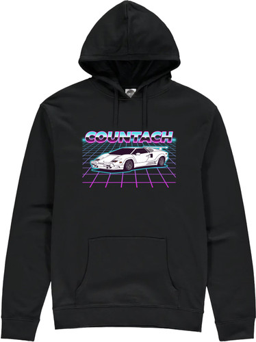 This hoodie from Powersport Legends celebrates a truly iconic supercar that every car-loving kid of the 80s dreamt of owning one day and that fetches over one million pounds at auction in the current market - the Lamborghini Countach.