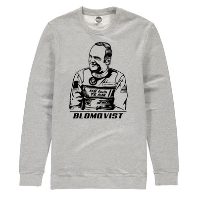Stencil art style sweatshirt featuring 1984 World Rally Champion Stig Blomqvist.