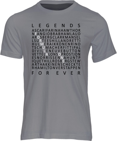 This t-shirt celebrates the world champions of Formula One, from Giuseppe Farina in 1950 to Lando Norris in 2025.