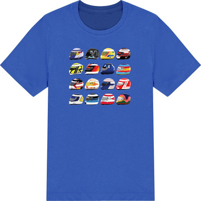 Celebrate some of the great F1 drivers of the last 35+ years, with our F1 helmets kids T-shirt.