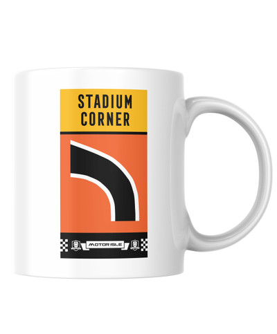 show off your favourite section or corner of the S100 course with this quality printed mug, illustrating the "Stadium" corner.
