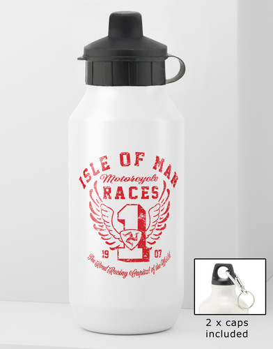 Isle of Man Road Races Distressed Wings - Aluminium Bottle