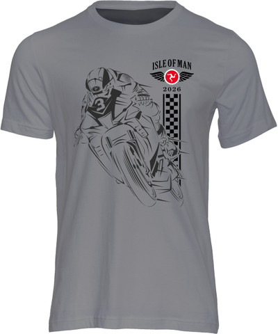 Isle of Man Road Races Shadow Bike 2026 t-shirt, featuring a back-print of all the Senior TT winners since 1907.
