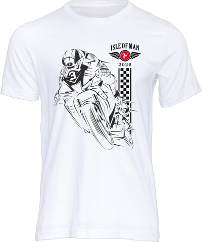 Isle of Man Road Races Shadow Bike 2026 t-shirt, featuring a back-print of all the Senior TT winners since 1907.
