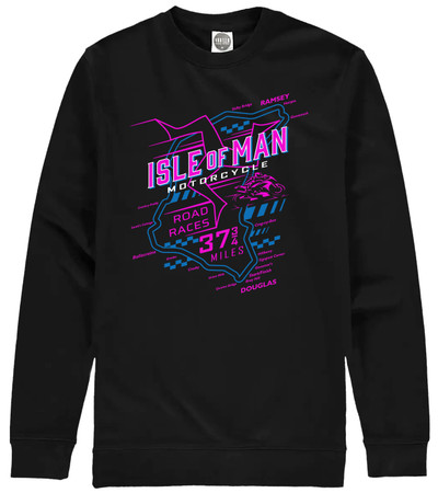 Isle of Man Road Races Course Map and 3 Legs 37.75 miles Sweatshirt.