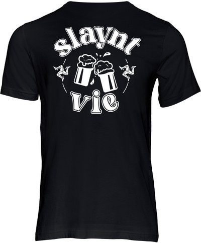 Raise a glass to Manx tradition with our "Slaynt Vie" T-shirt! Translating to "Good Health," this cherished Isle of Man Gaelic toast is the ultimate celebration of community, cheer, and island heritage.