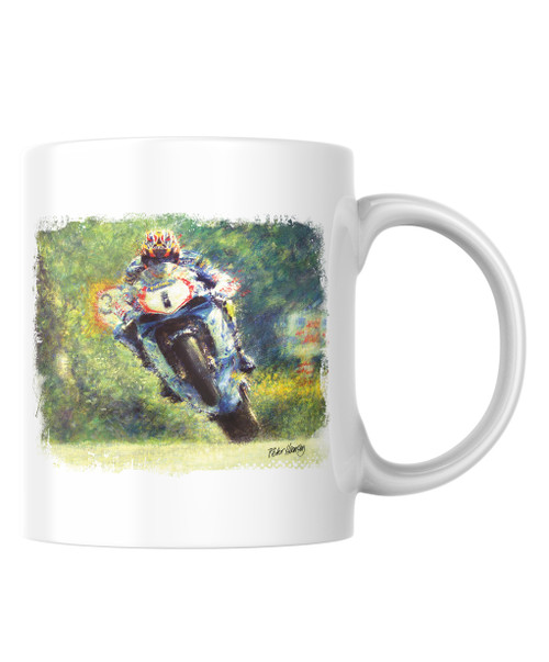 The supreme skill of the late David Jefferies was captured on canvas by renowned motorsport artist Peter Hearsey and was due to be launched at TT2003 by DJ himself.
